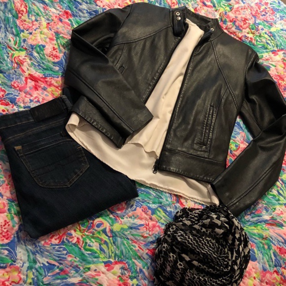 Italian Genuine Black Leather Moto Jacket